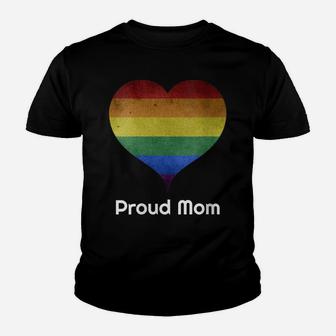 Womens Proud Mom Ally Vintage Rainbow Heart Gay Pride Month Lgbtq Youth T-shirt | Crazezy