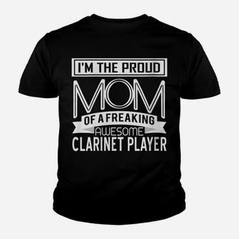 Womens Proud Mom Awesome Clarinet Player Marching Band Mothers Gift Youth T-shirt | Crazezy UK