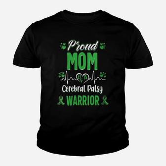 Womens Proud Mom Cerebral Palsy Warrior Awareness Ribbon Green Youth T-shirt | Crazezy DE