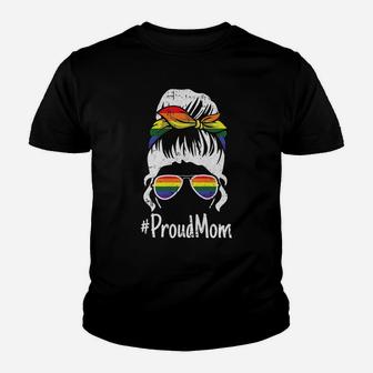 Womens Proud Mom Gay Pride Rainbow Flag Lgbt-Q Ally Mama Mother Youth T-shirt | Crazezy CA