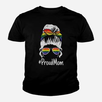 Womens Proud Mom Gay Pride Rainbow Flag Lgbt-Q Ally Mama Mother Youth T-shirt | Crazezy DE