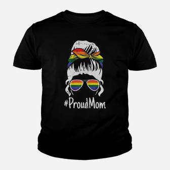 Womens Proud Mom Gay Pride Rainbow Flag Lgbt-Q Ally Mama Mother Youth T-shirt | Crazezy