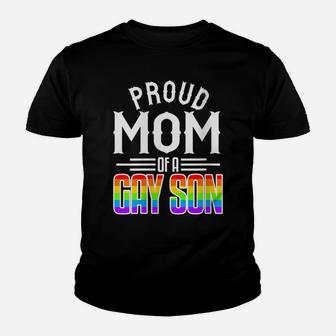 Womens Proud Mom Gay Son Pride Rainbow Flag Lgbt 2019 Gift Youth T-shirt | Crazezy