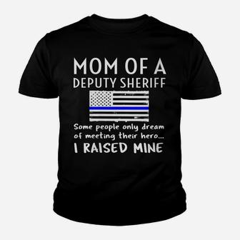 Womens Proud Mom Of A Deputy Sheriff Mother Us Thin Blue Line Flag Youth T-shirt | Crazezy AU