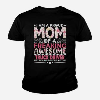 Womens Proud Mom Of A Truck Driver Mother's Day Mama Youth T-shirt | Crazezy CA
