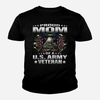 Womens Proud Mom Of A Us Army Veteran Military Vet's Mother Raglan Baseball Tee Youth T-shirt | Crazezy