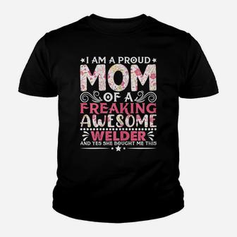 Womens Proud Mom Of A Welder Mother's Day Mama Youth T-shirt | Crazezy DE