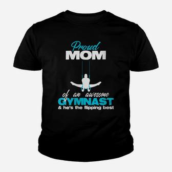 Womens Proud Mom Of An Awesome Boy Gymnast Rings Competition Meet Youth T-shirt | Crazezy