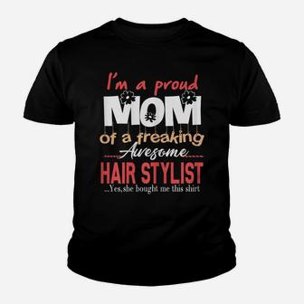 Womens Proud Mom Of Awesome Hair Stylist Daughter Tshirt Gift Youth T-shirt | Crazezy UK
