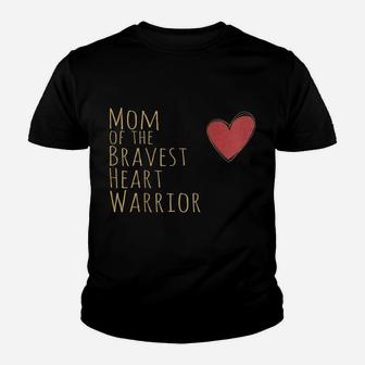 Womens Proud Mom Of Bravest Heart Warrior Chd Awareness Congenital Raglan Baseball Tee Youth T-shirt | Crazezy
