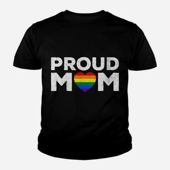 Womens Proud Mom Rainbow Shirt Lgbt Pride Month Youth T-shirt | Crazezy