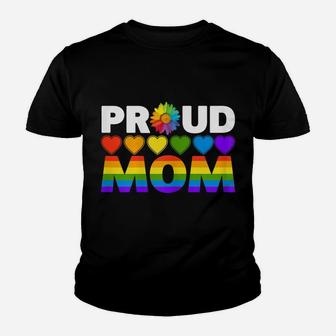 Womens Proud Mom Sunflower Family Rainbow Heart Lgbt Gay Lesbian Youth T-shirt | Crazezy AU