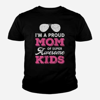 Womens Proud-Mom Super-Awesome Kids-Daughters Sons-Mother's Day Youth T-shirt | Crazezy AU