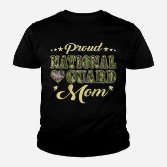 Womens Proud National Guard Mom Dog Tags Heart Military Mother Gift Raglan Baseball Tee Youth T-shirt | Crazezy CA