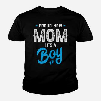 Womens Proud New Mom Its A Boy Promoted To Mommy Gender Reveal Gift Youth T-shirt | Crazezy CA