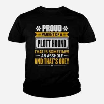Womens Proud Parent Of A Plott Hound Funny Dog Owner Mom & Dad Youth T-shirt | Crazezy AU