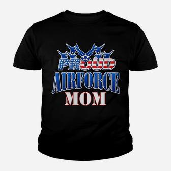 Womens Proud Patriotic Air Force Mom Usa Flag Mothers Day Youth T-shirt | Crazezy UK