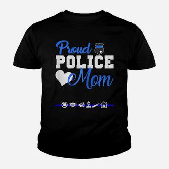 Womens Proud Police Mom Shirt American Flag Graphic Tee Plus Size Youth T-shirt | Crazezy AU