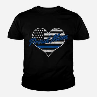 Womens Proud Police Mom Thin Blue Line American Flag Patriotic Youth T-shirt | Crazezy AU