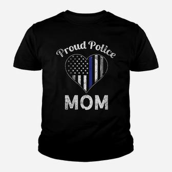 Womens Proud Police Mom Thin Blue Line Mother's Day Youth T-shirt | Crazezy DE
