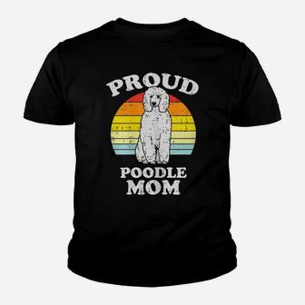 Womens Proud Poodle Mom Sunset Retro Pet Dog Owner Mama Women Gift Youth T-shirt | Crazezy UK