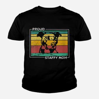 Womens Proud Staffy Mom Stafford Terrier Dog Vintage Retro Youth T-shirt | Crazezy