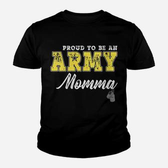 Womens Proud To Be An Army Momma Us Flag Dog Tags Military Mom Gift Youth T-shirt | Crazezy
