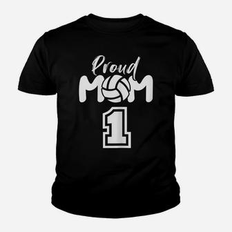 Womens Proud Volleyball Mom Number 1 Player Cheer Mommy Big Fan Youth T-shirt | Crazezy UK