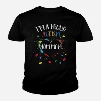 Womens Puzzle Heart I'm A Proud Autism Mom Mom Autism Awareness Youth T-shirt | Crazezy