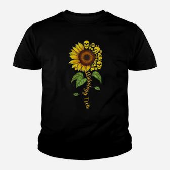 Womens Radiology Tech - Radiographer Rad Tech Sunflower Skull Gift Youth T-shirt | Crazezy CA