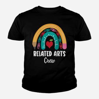 Womens Related Arts Crew, Funny Boho Rainbow For Teachers Raglan Baseball Tee Youth T-shirt | Crazezy