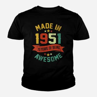 Womens Retro Made In 1951 70 Years Awesome Vintage 70Th Birthday Youth T-shirt | Crazezy