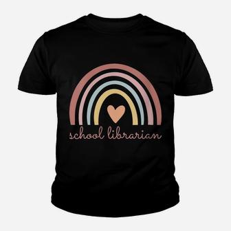 Womens School Librarian Boho Rainbow Library Funny Back To School Youth T-shirt | Crazezy