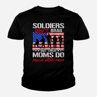 Womens Soldiers Don't Brag Proud Army Mom Funny Military Mother Raglan Baseball Tee Youth T-shirt | Crazezy