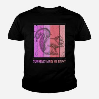 Womens Squirrels Make Me Happy Funny Retro Vintage Squirrel Lover Youth T-shirt | Crazezy CA