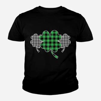 Womens St Patrick Day Clover Plaid One Lucky Blessed Mama Momma Mom Youth T-shirt | Crazezy