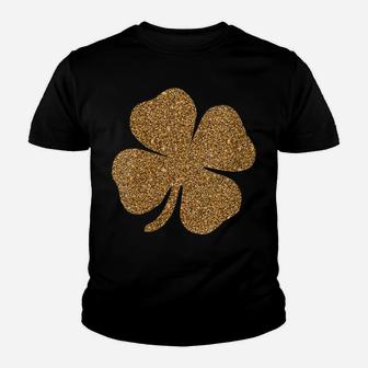 Womens St Patrick's Day Lucky Charm Gold Irish Clover Shamrock Youth T-shirt | Crazezy