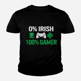 Womens St Patricks Gamer 0 Percent Irish 100 Percent Gamer Video Games Gaming Youth T-shirt - Monsterry