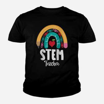 Womens Stem Teacher, Funny Boho Rainbow For Teachers Raglan Baseball Tee Youth T-shirt | Crazezy