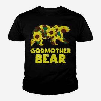 Womens Sunflower Godmother Bear Flower Mothers Day Floral Women Youth T-shirt | Crazezy CA