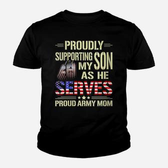 Womens Supporting My Son As He Serves Military Proud Army Mom Gift Youth T-shirt | Crazezy CA