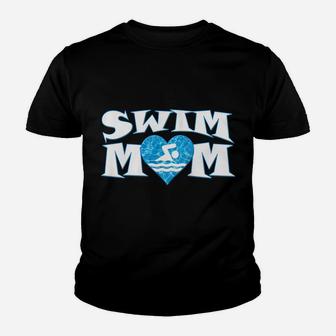 Womens Swim Mom Heart Shaped Pool Water Swimmer Swimming & Diving Youth T-shirt | Crazezy