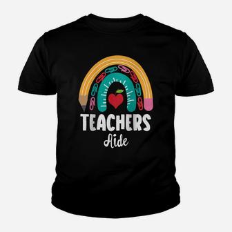 Womens Teachers Aide, Funny Boho Rainbow For Teachers Raglan Baseball Tee Youth T-shirt | Crazezy UK