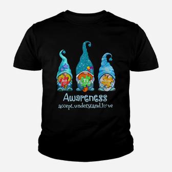 Womens Three Blue Gnomes Autism Awareness Puzzle Chemical Element Youth T-shirt | Crazezy DE