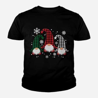 Womens Three Gnomes Buffalo Plaid Christmas Snowflakes Gift Youth T-shirt | Crazezy DE
