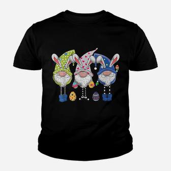 Womens Three Gnomes Bunny Holding Easter Egg Hunting Happy Easter Youth T-shirt | Crazezy CA