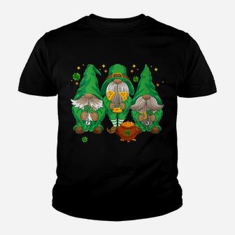 Womens Three Lucky Gnome Shamrock Irish Gnome Saint Patrick Day Youth T-shirt | Crazezy DE