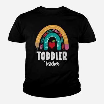 Womens Toddler Teacher, Funny Boho Rainbow For Teachers Youth T-shirt | Crazezy