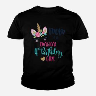 Womens Unicorn Mom Of The 4Th Birthday Girl Shirt Matching Mama Youth T-shirt | Crazezy AU