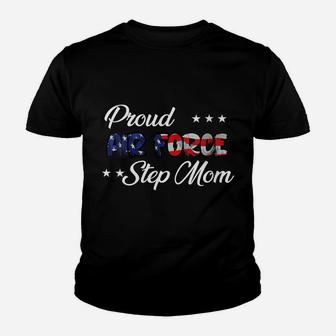 Womens Us Flag Bold Proud Air Force Step Mom Youth T-shirt | Crazezy